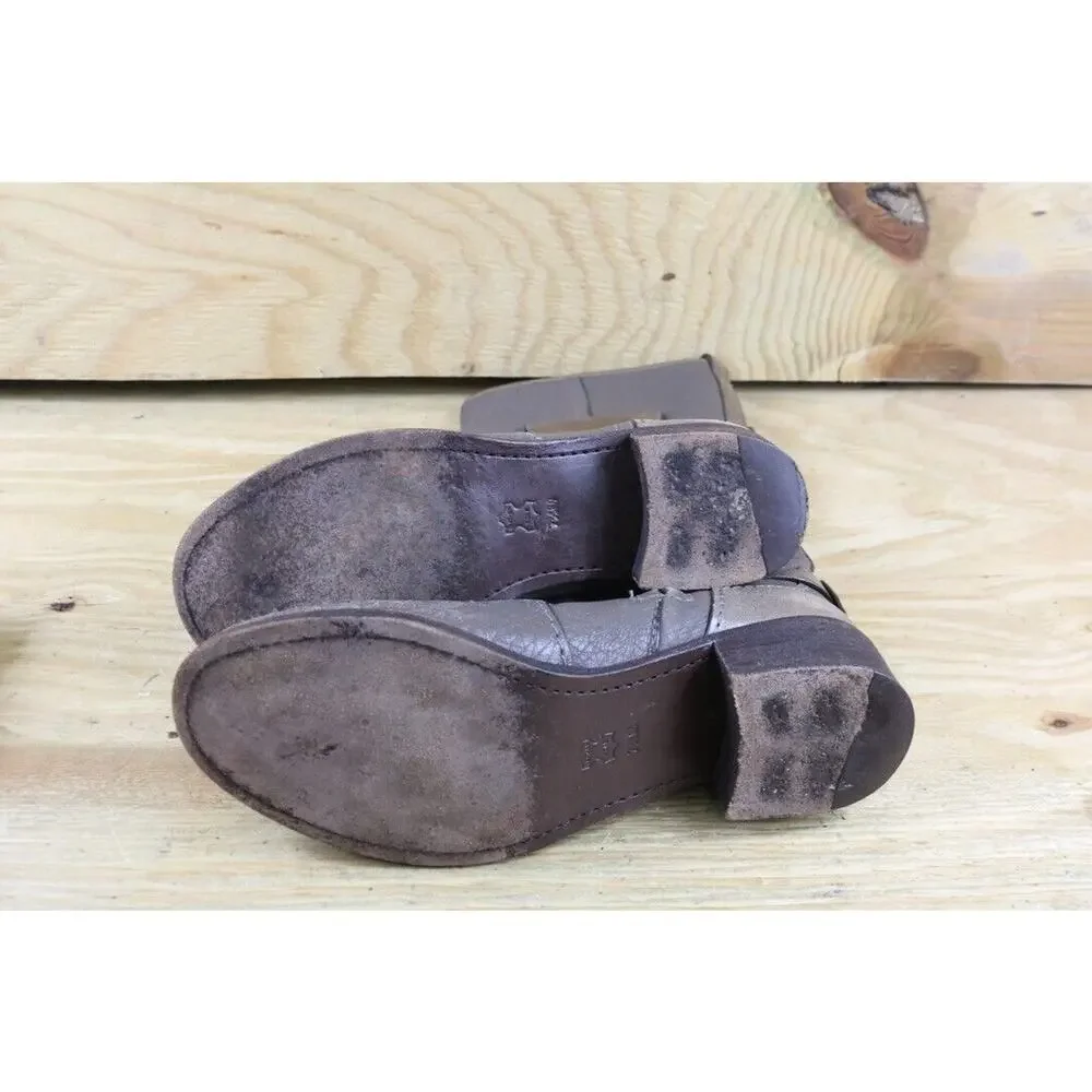 Tory Burch Boots Womens 7.5M Gray Leather Leona Equestrian Mid Calf Riding Shoes
